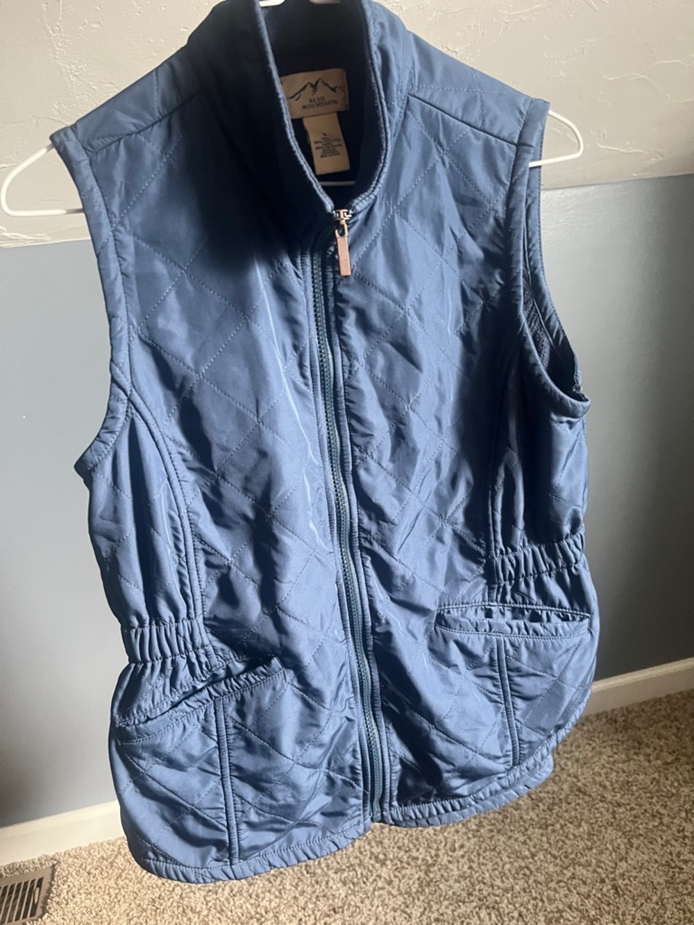 Women's Quilted Navy Vest with Zip Front